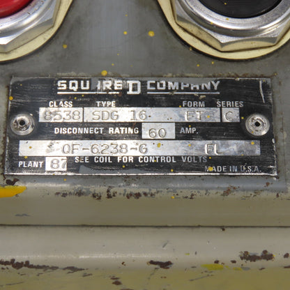 Square D SDG 16 Ser C 60A Fused Combination Starter Disconnect 600V