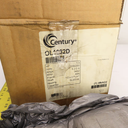 Century OL1032D 1/3HP AC Electric Motor 115/230V 1PH 3450RPM 48N Frame NEW
