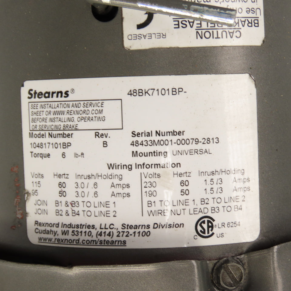 Baldor BM3539 .5HP Electric Motor 230/460V 3PH 1140RPM 56 Fr. W/ 115/230V Brake