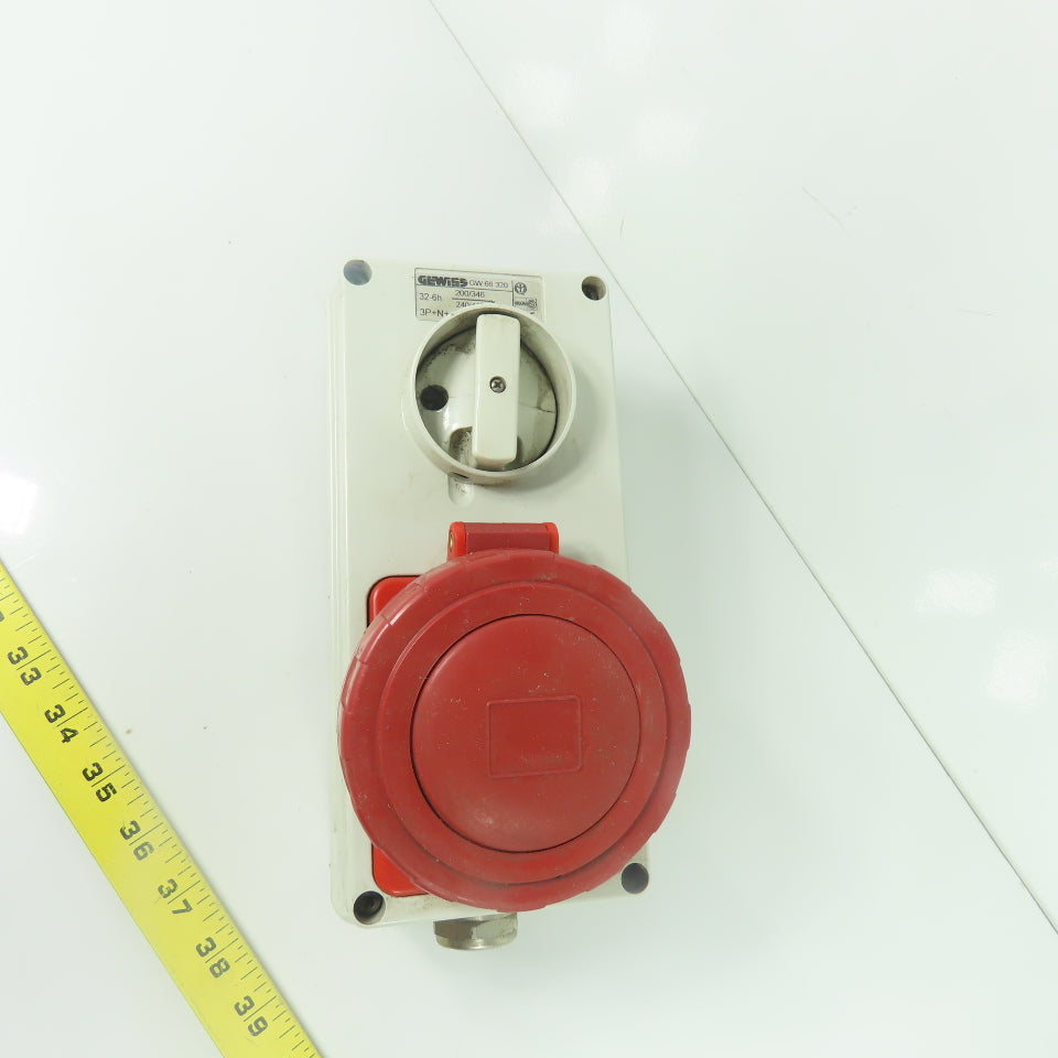 Gewiss GW 66 320 3-Pole Interlocked Socket Outlet 200-415V IP55