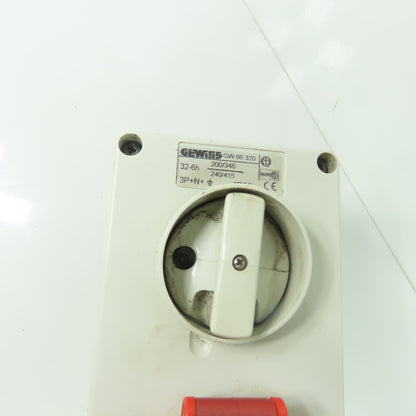 Gewiss GW 66 320 3-Pole Interlocked Socket Outlet 200-415V IP55