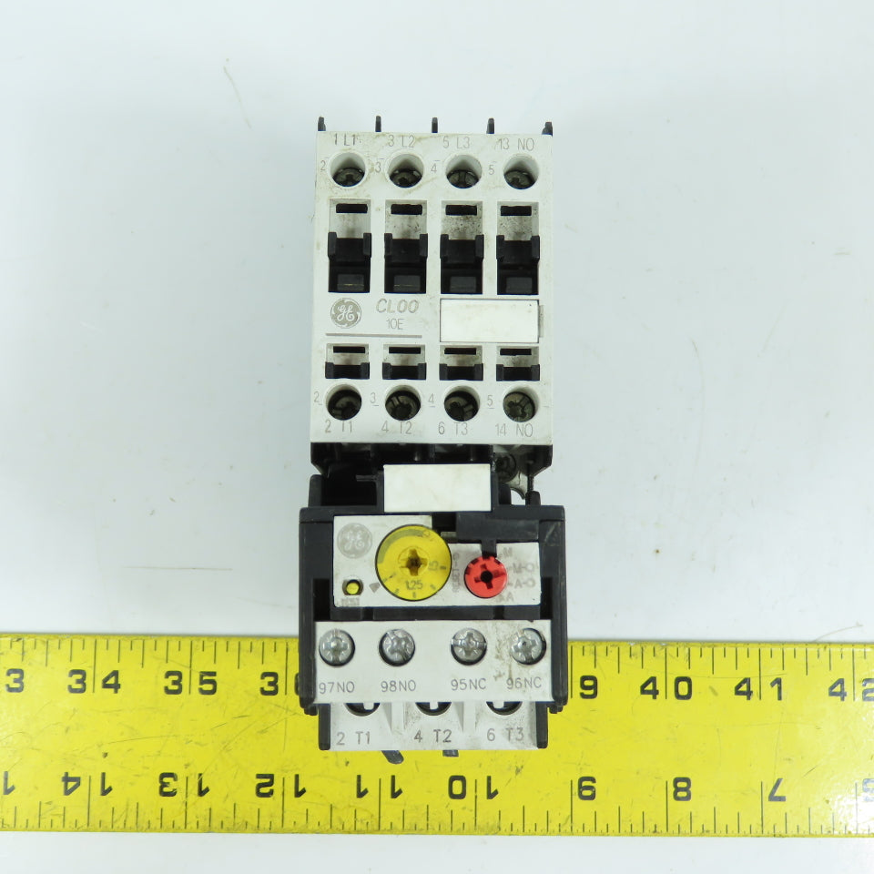 GE CL00D310T 10E Contactor Relay 7.5HP 24VDC Coil W/ RT1G Overload 1.0-1.5A