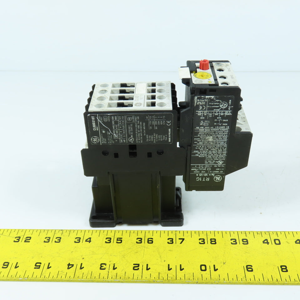 GE CL00D310T 10E Contactor Relay 7.5HP 24VDC Coil W/ RT1G Overload 1.0-1.5A