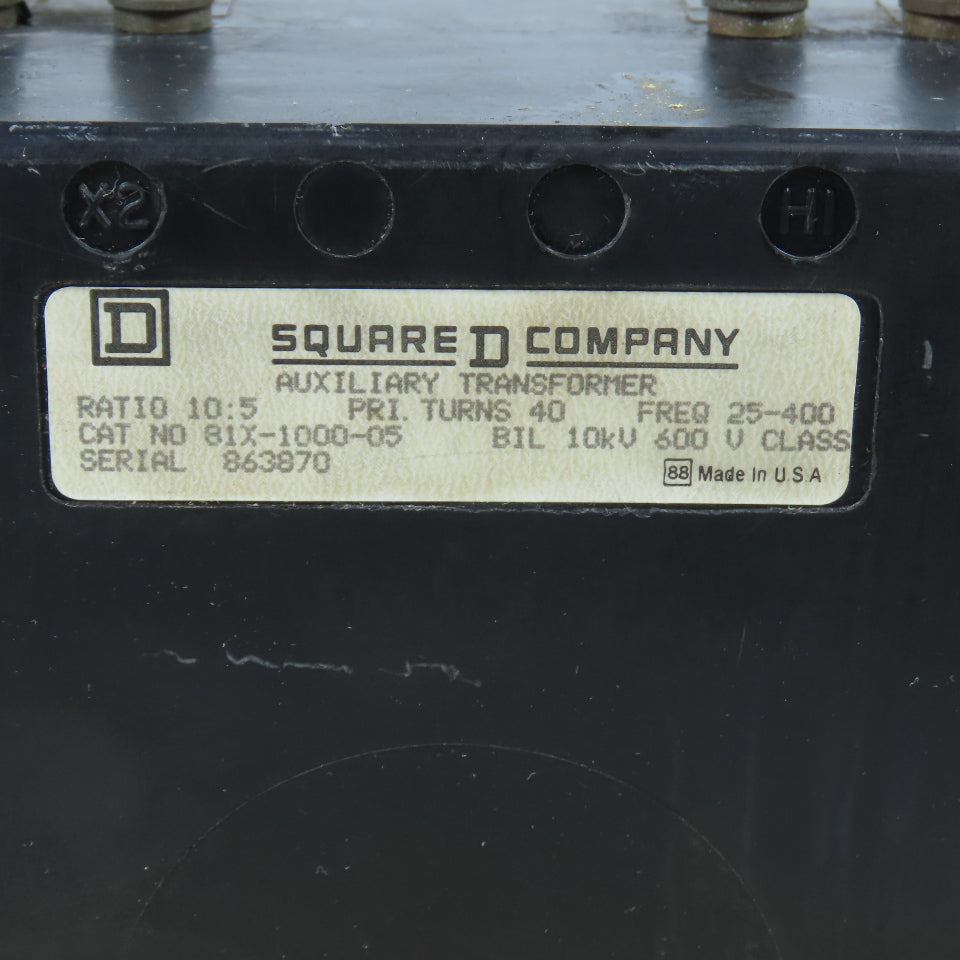 Square D 81X-1000-05 10:5 Ratio Auxiliary Transformer 25-400HZ 600V BIL 10KV