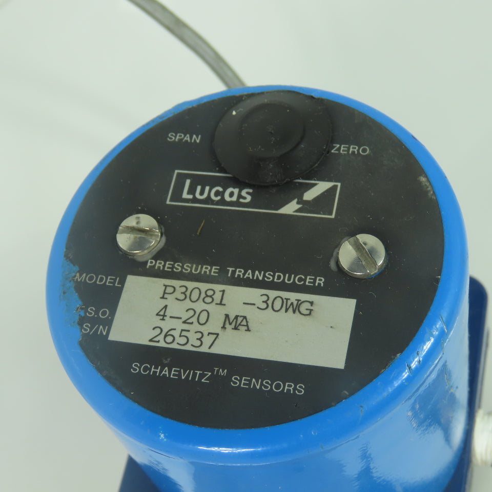 Lucus Schaevitz P3081-30WG Pressure Transducer 4-20mA