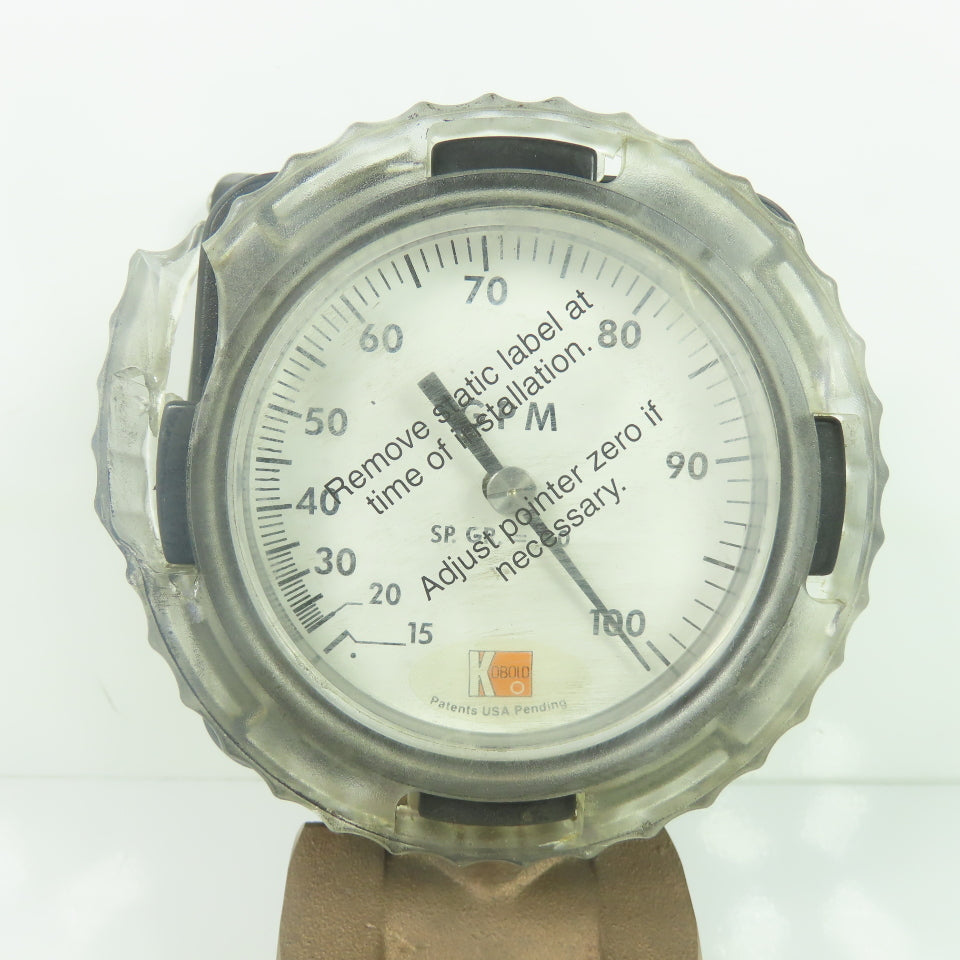 Kobold RCM-7126 Direct Reading Flowmeter 15-100GPM 180PSIG 212°F Max 1-1/2" NPT