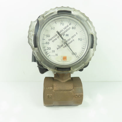 Kobold RCM-7126 Direct Reading Flowmeter 15-100GPM 180PSIG 212°F Max 1-1/2" NPT