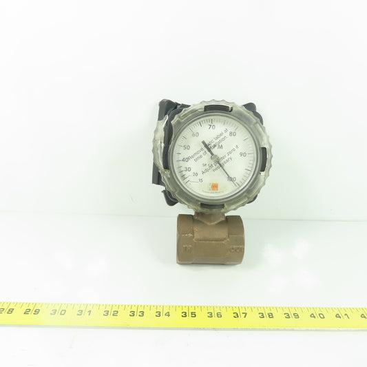Kobold RCM-7126 Direct Reading Flowmeter 15-100GPM 180PSIG 212°F Max 1-1/2" NPT