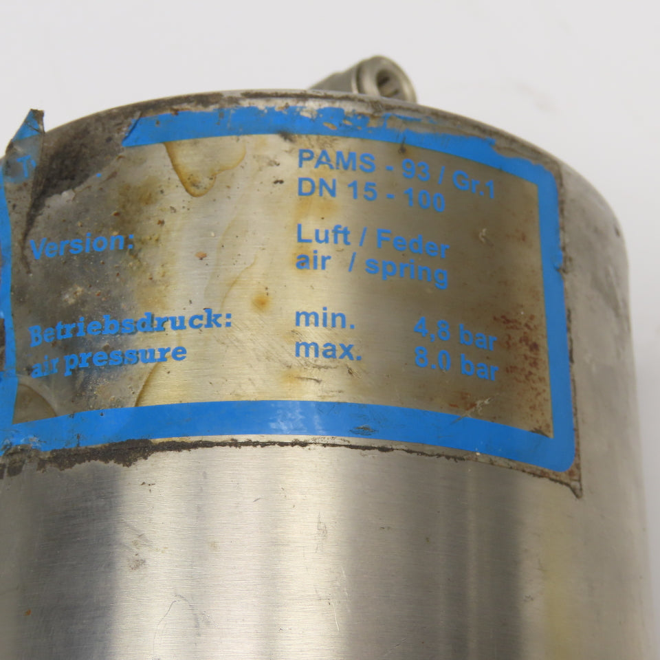 1" Tri Clamp Style Stainless Steel Sanitary Valve W/ Air Spring Actuator