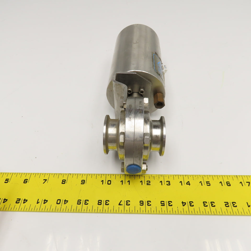 AJC10B-7-4-1.5-20 1.5" Stainless Steel Sanitary Valve W/ Air Spring Actuator