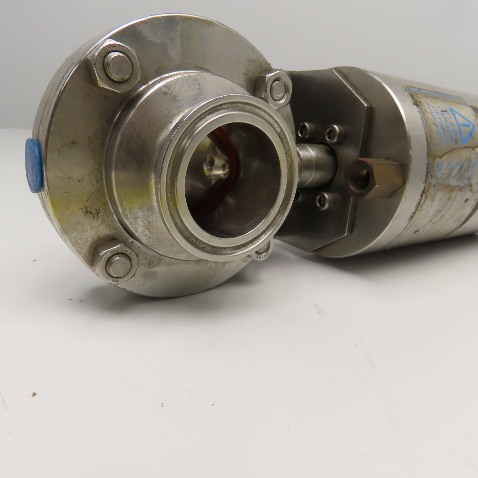 AJC10B-7-4-1.5-20 1.5" Stainless Steel Sanitary Valve W/ Air Spring Actuator