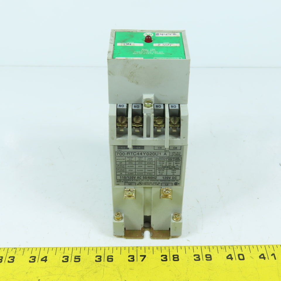 Allen Bradley 700-RTC44Y020U1 SerA Fixed Time Delay Solid State Timer 2-Min 120V