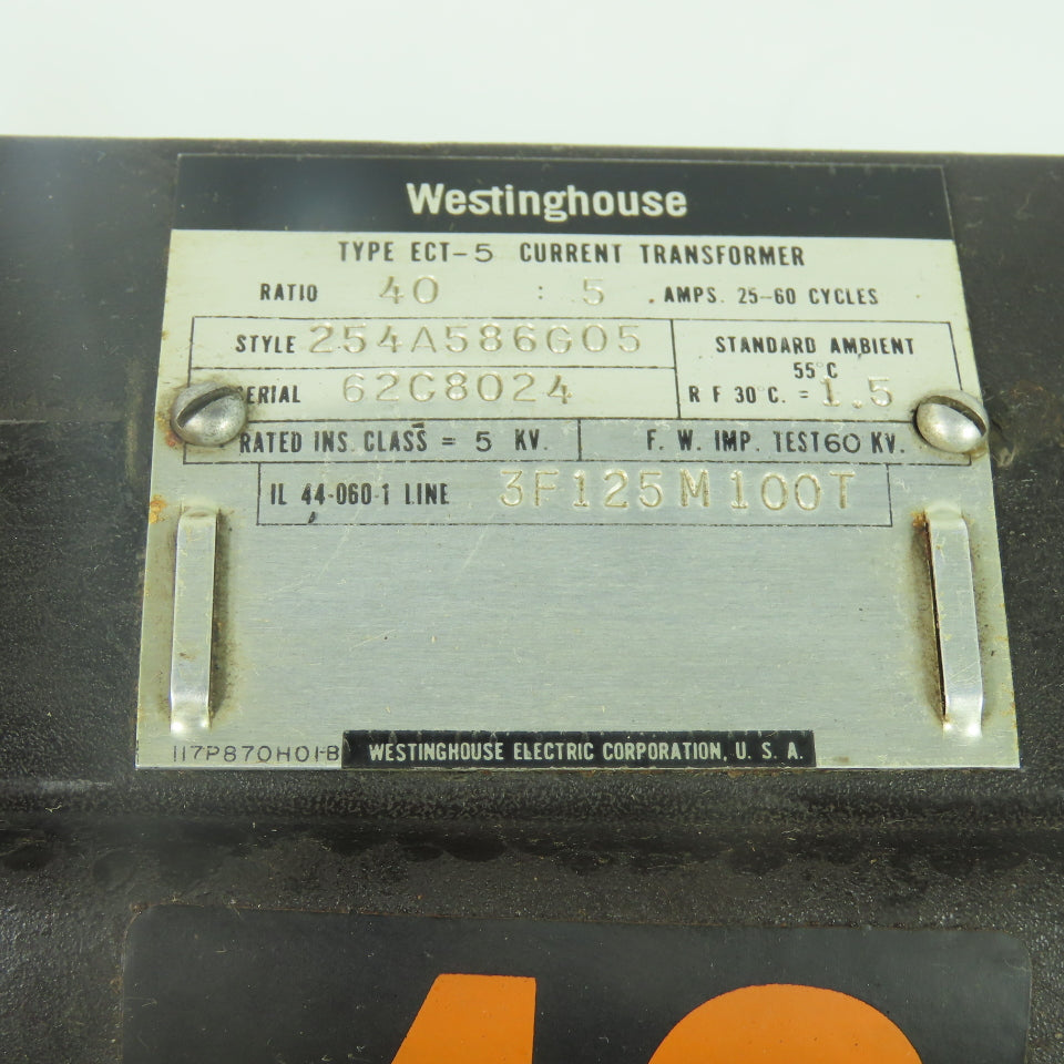 Westinghouse 254A586G05 Type ECT-5 40:5 Ratio Current Transformer 5KV