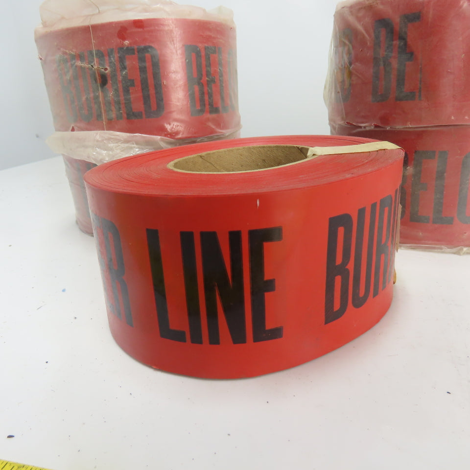 Caution Sewer Line Buried Below Caution Tape 3" Wide Lot Of 5 Rolls