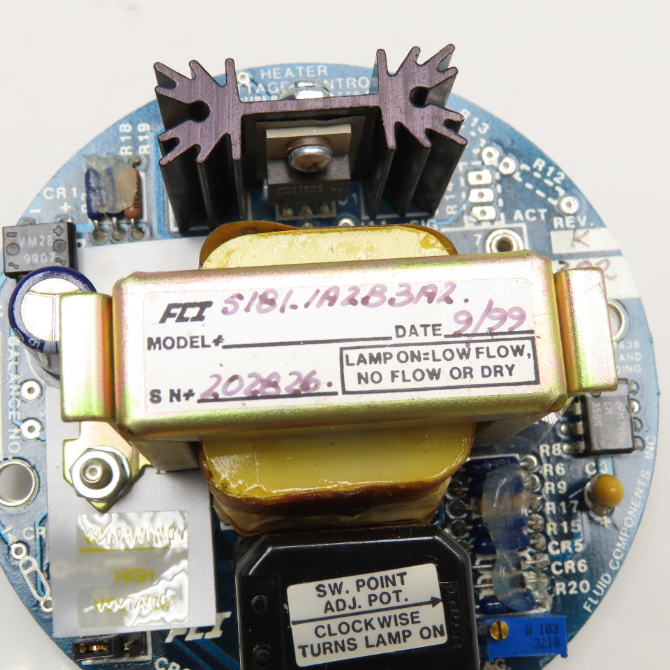 Fluid Components Inc. 5181-1A2B3A2 Rev K Flow Switch Monitor Circuit Board 115V
