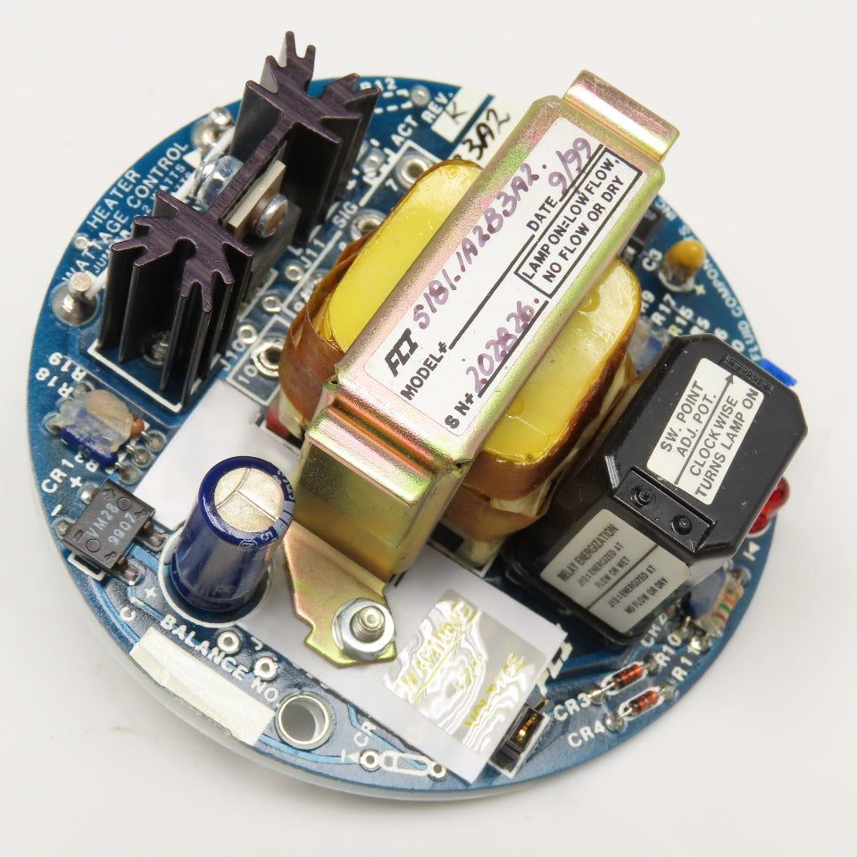 Fluid Components Inc. 5181-1A2B3A2 Rev K Flow Switch Monitor Circuit Board 115V