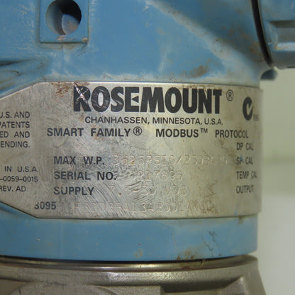 Rosemount 3095 FB2DBBA13AB001ANC1 Pressure Transmitter 3626PSIG 7.5-30VDC