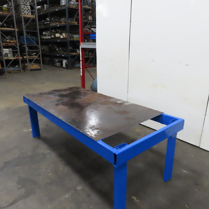 96" x 51" x 37.5" Tall 3/16" Top Steel Work Bench Welding Fabrication Table