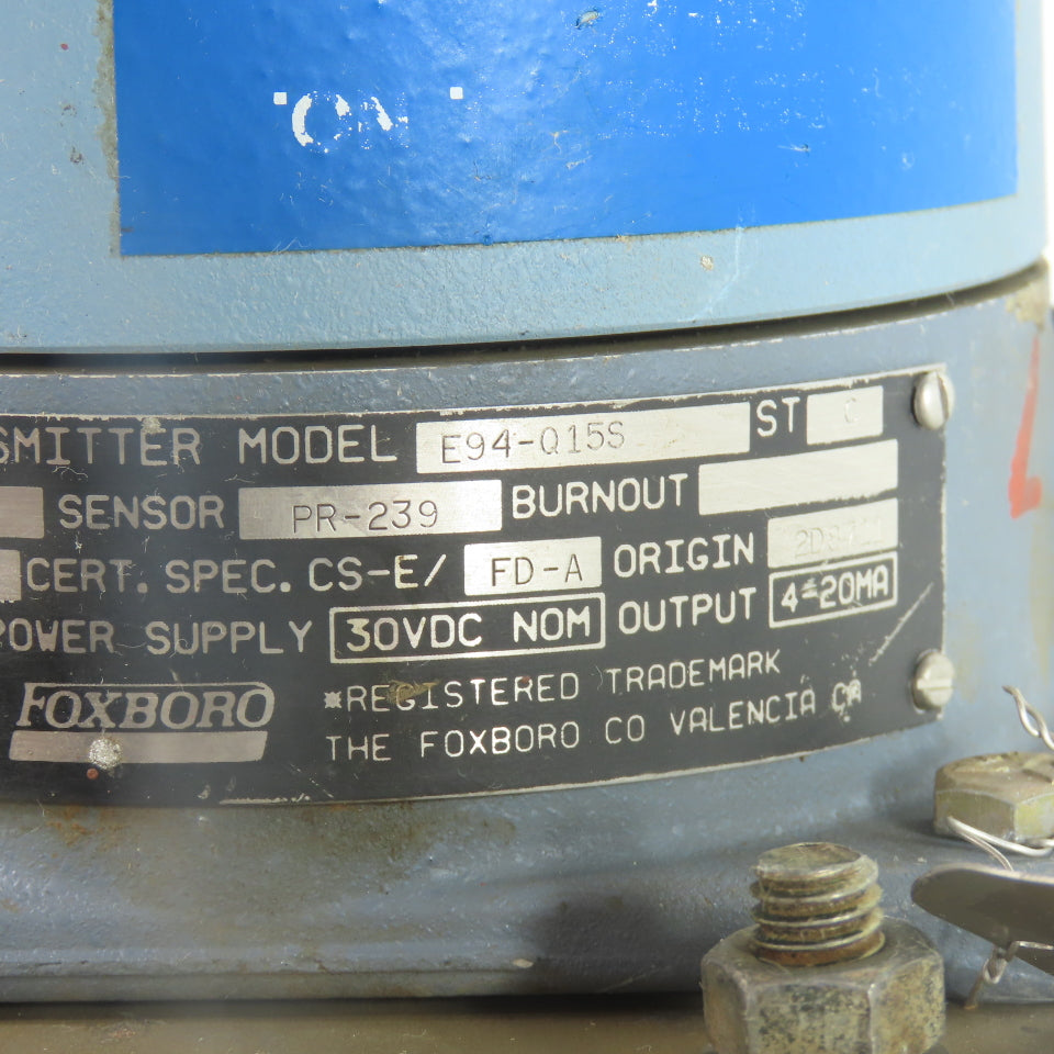 Foxboro E94-015S Temperature Transmitter 30VDC 4-20mA PR-239 200-600°F Range