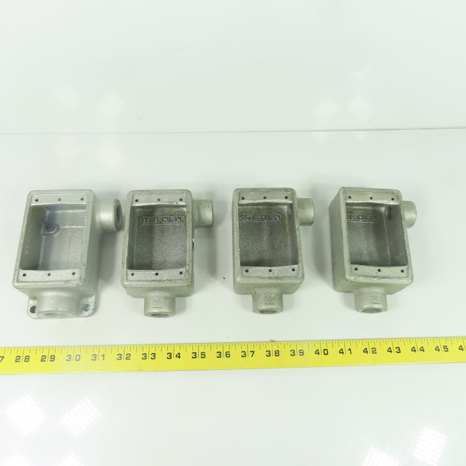 Crouse Hinds FSL1 Cast Iron Single Gang Device Box 1/2" NPT Lot Of 4