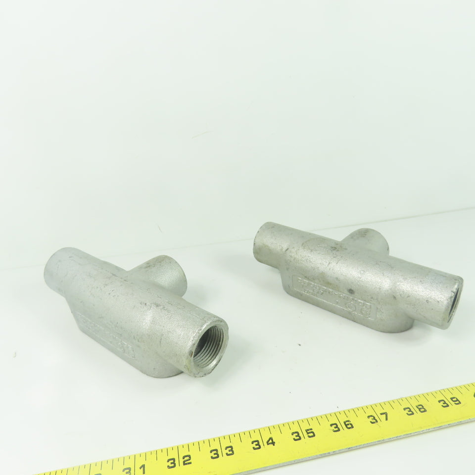 Crouse Hinds T37 1" NPT Cast Malleable Iron Threaded Conduit Body Lot Of 2