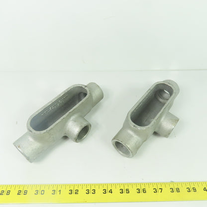 Crouse Hinds T37 1" NPT Cast Malleable Iron Threaded Conduit Body Lot Of 2