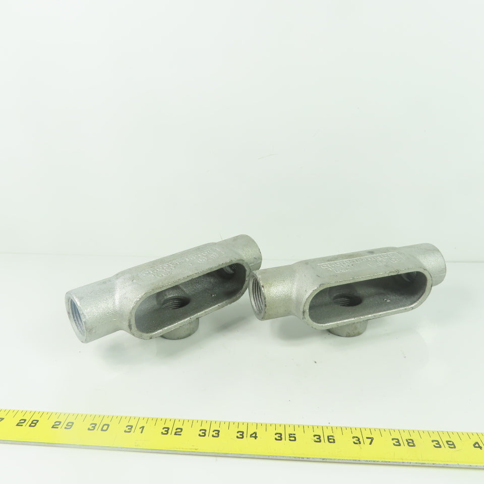 Crouse Hinds T37 1" NPT Cast Malleable Iron Threaded Conduit Body Lot Of 2