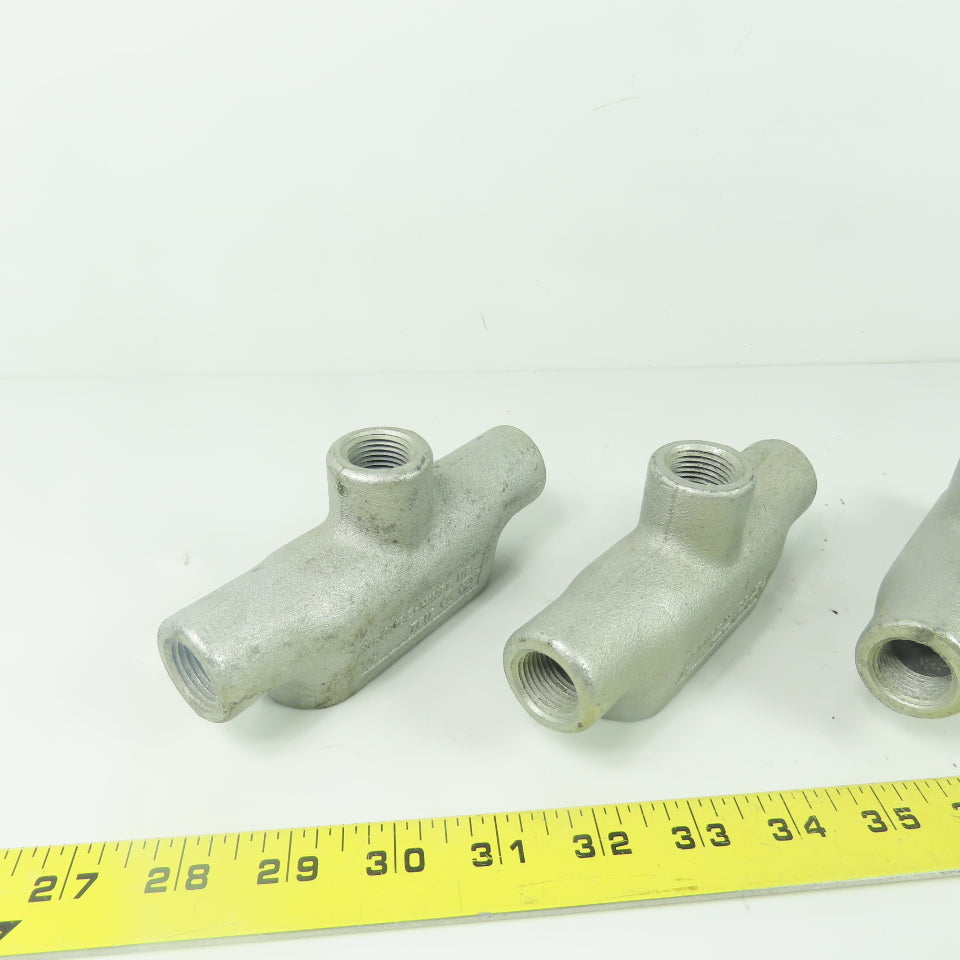 Crouse Hinds TB17 1/2" NPT Cast Malleable Iron Threaded Conduit Body Lot Of 4
