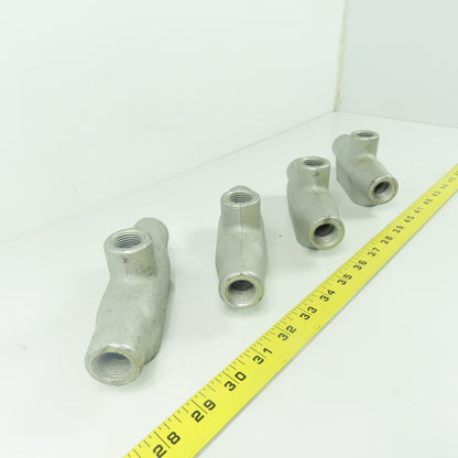Crouse Hinds TB17 1/2" NPT Cast Malleable Iron Threaded Conduit Body Lot Of 4