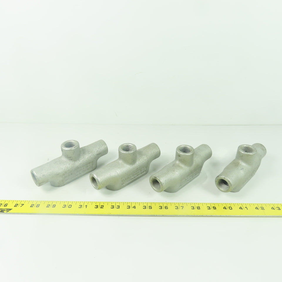 Crouse Hinds TB17 1/2" NPT Cast Malleable Iron Threaded Conduit Body Lot Of 4