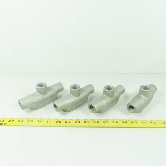 Crouse Hinds TB17 1/2" NPT Cast Malleable Iron Threaded Conduit Body Lot Of 4