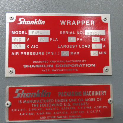Shanklin F-5A High Speed Flow Thru Side Sealer Shrink Wrapper 230V 1PH Tested