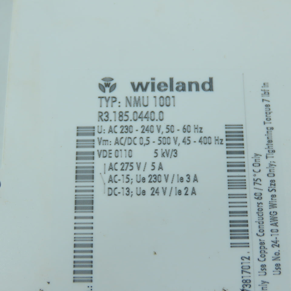 Wieland NMU 1001 R3.185.0440.0 230-240V Time Delay Relay 0-3h On Delay
