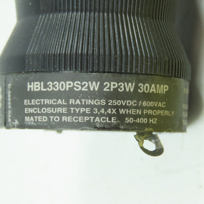 Hubbell HBL330PS2W 30A Pin & Sleeve Receptacle 2P 3W 600VAC
