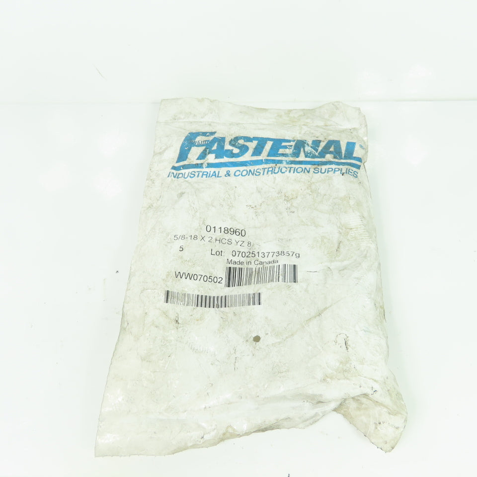 Fastenal 0118960 5/8-18 x 2 Hex Cap Screw Lot Of 5