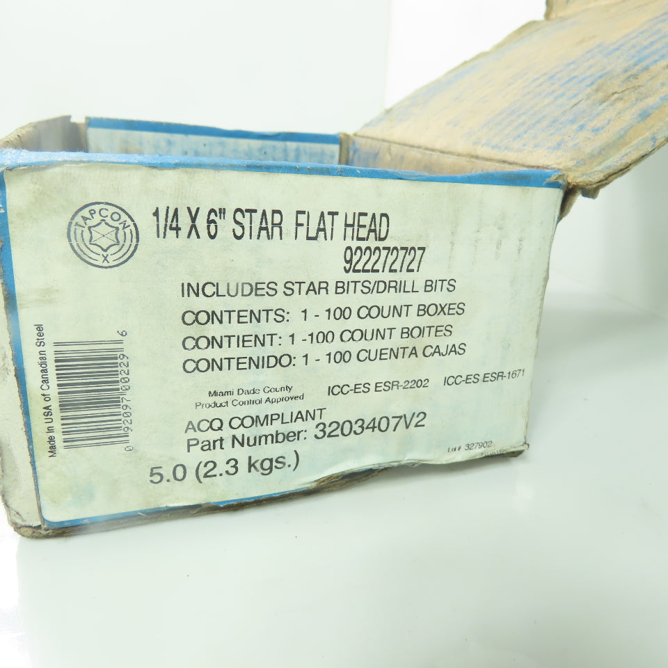 Tapcon 1/4 x 6" Blue Star Flat Head Concrete Screw Anchors Lot Of 85