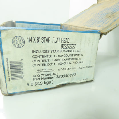 Tapcon 1/4 x 6" Blue Star Flat Head Concrete Screw Anchors Lot Of 85