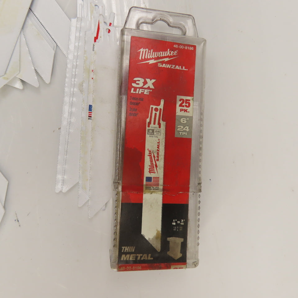 Milwaukee 48-00-8186 6" Thin Metal Sawzall Blades 24TPI 19 Pack