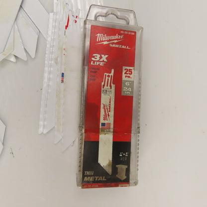 Milwaukee 48-00-8186 6" Thin Metal Sawzall Blades 24TPI 19 Pack