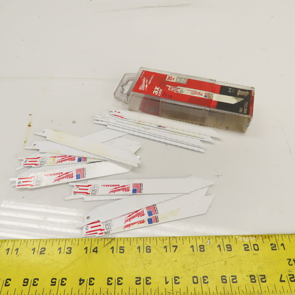 Milwaukee 48-00-8186 6" Thin Metal Sawzall Blades 24TPI 19 Pack