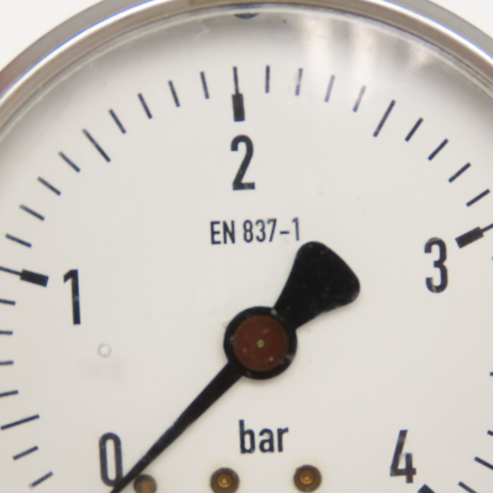 Wika EN-837-1 0-4 Bar Oil Filled Pressure Gauge Stainless Steel 3"