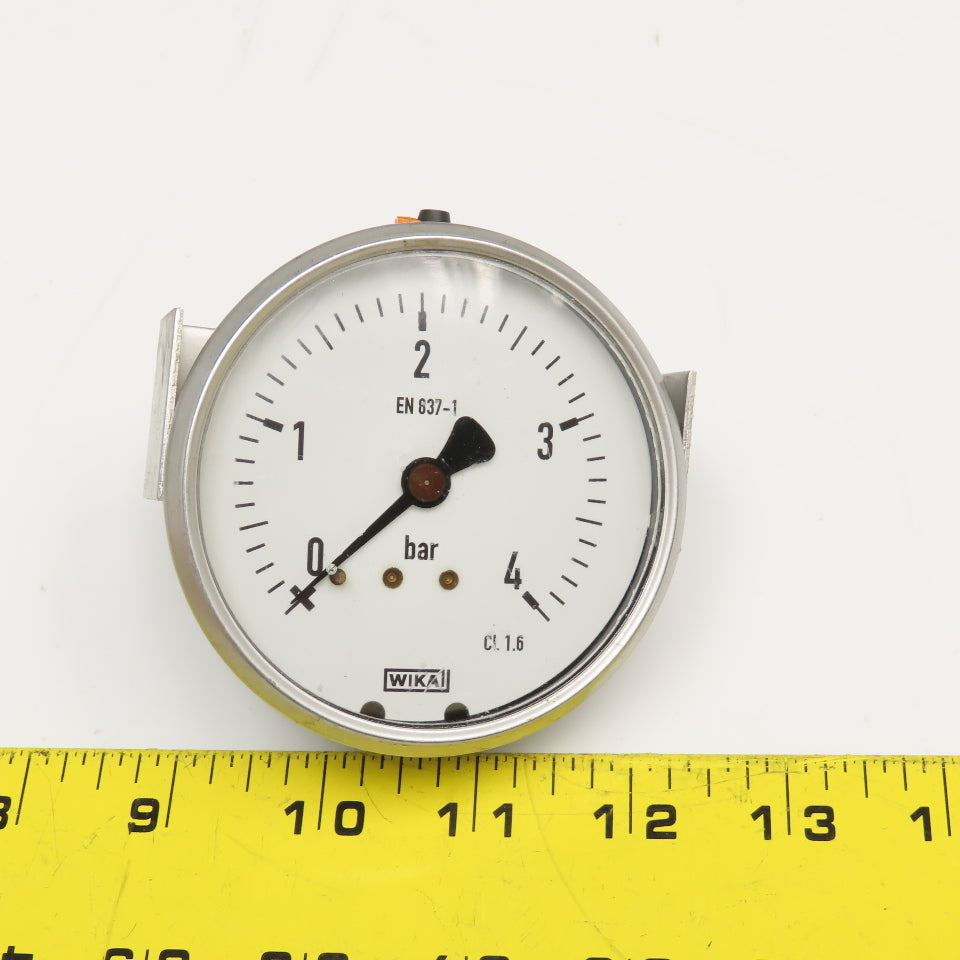 Wika EN-837-1 0-4 Bar Oil Filled Pressure Gauge Stainless Steel 3"