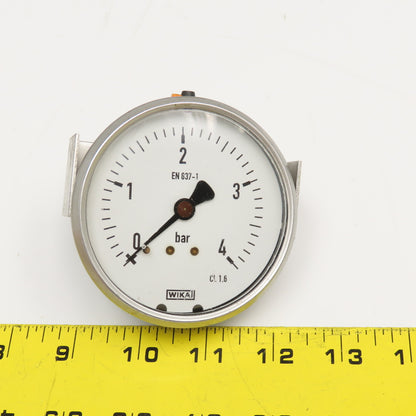 Wika EN-837-1 0-4 Bar Oil Filled Pressure Gauge Stainless Steel 3"