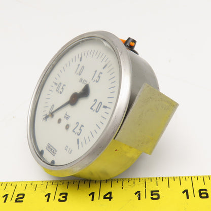 Wika EN-837-1 0-2.5 Bar Oil Filled Pressure Gauge Stainless Steel 3"
