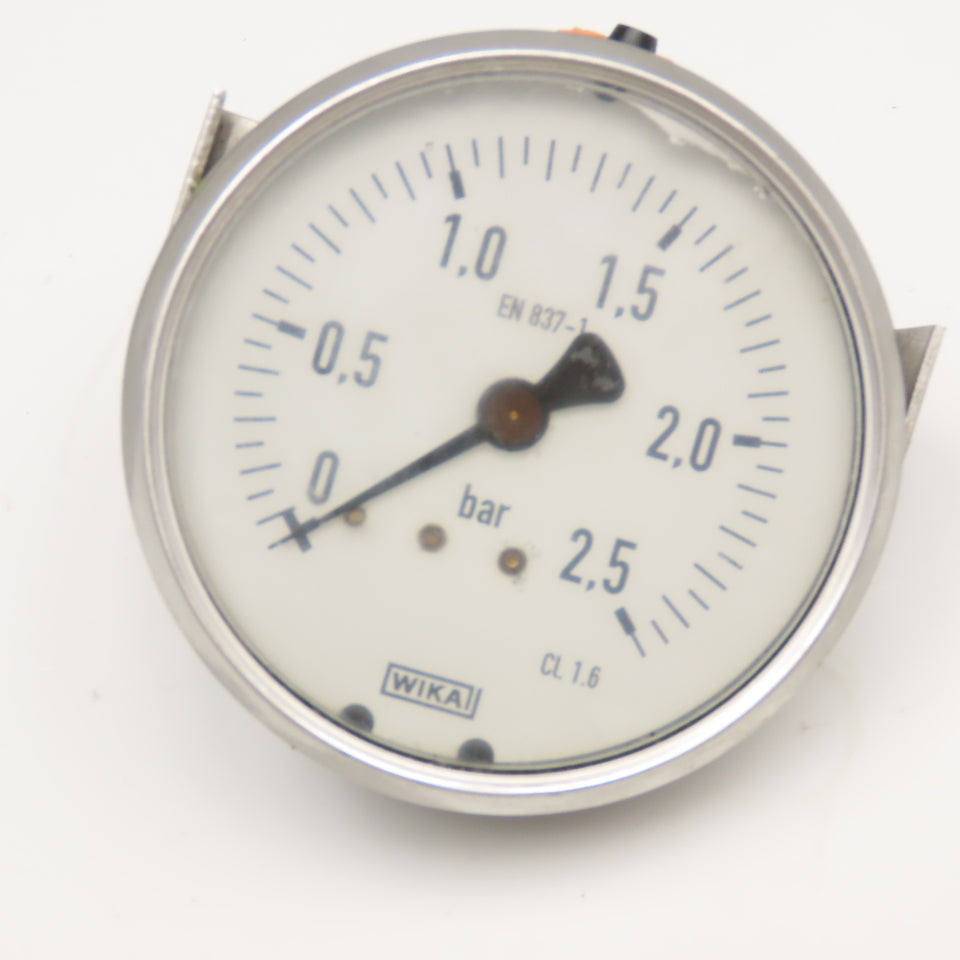 Wika EN-837-1 0-2.5 Bar Oil Filled Pressure Gauge Stainless Steel 3"