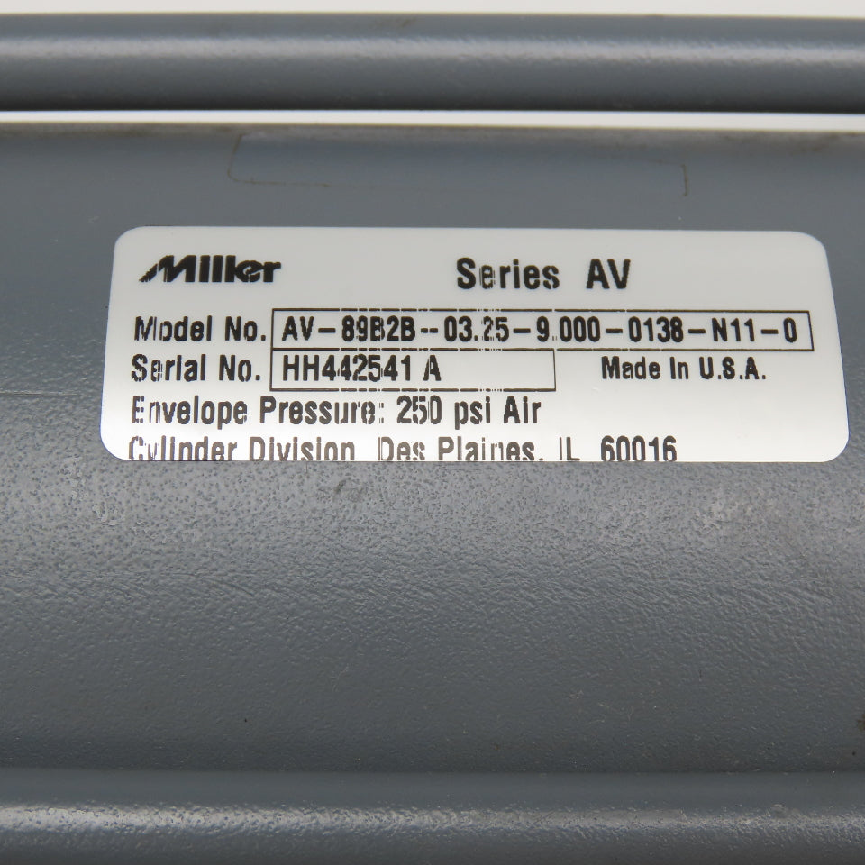 Miller AV-89B2B 3-1/4" Bore 9" Stroke Trunnion Mount Air Cylinder