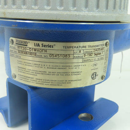 Foxboro RTT20-D1WAQFN Series I/A Temperature Transmitter 12-42VDC 0-1562°F
