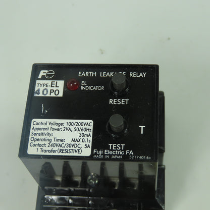 Fuji 40P0 Earth Leakage Relay 100/200VAC 2VA 30mA