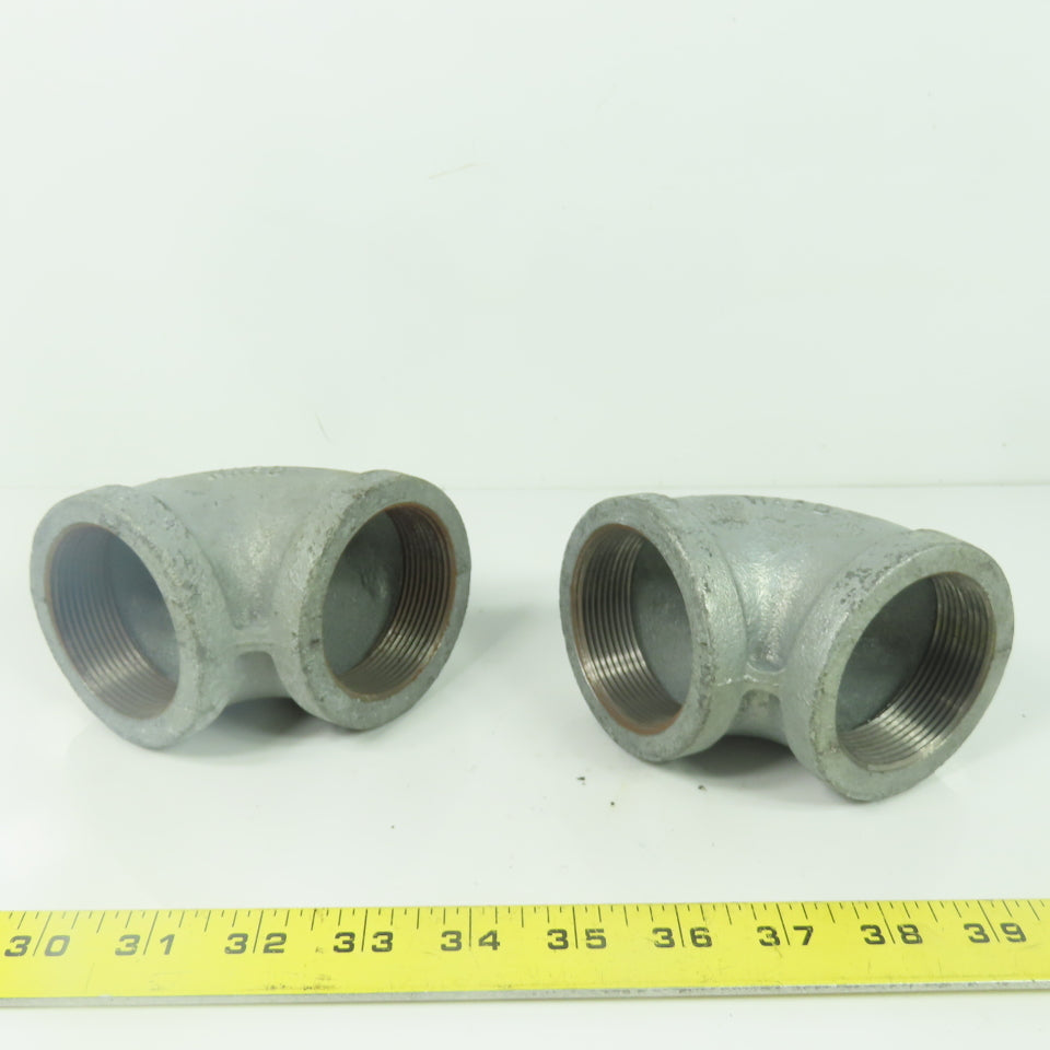 Ward 2" X 2" NPT Malleable Iron Pipe Fitting Elbow 90° Lot Of 2