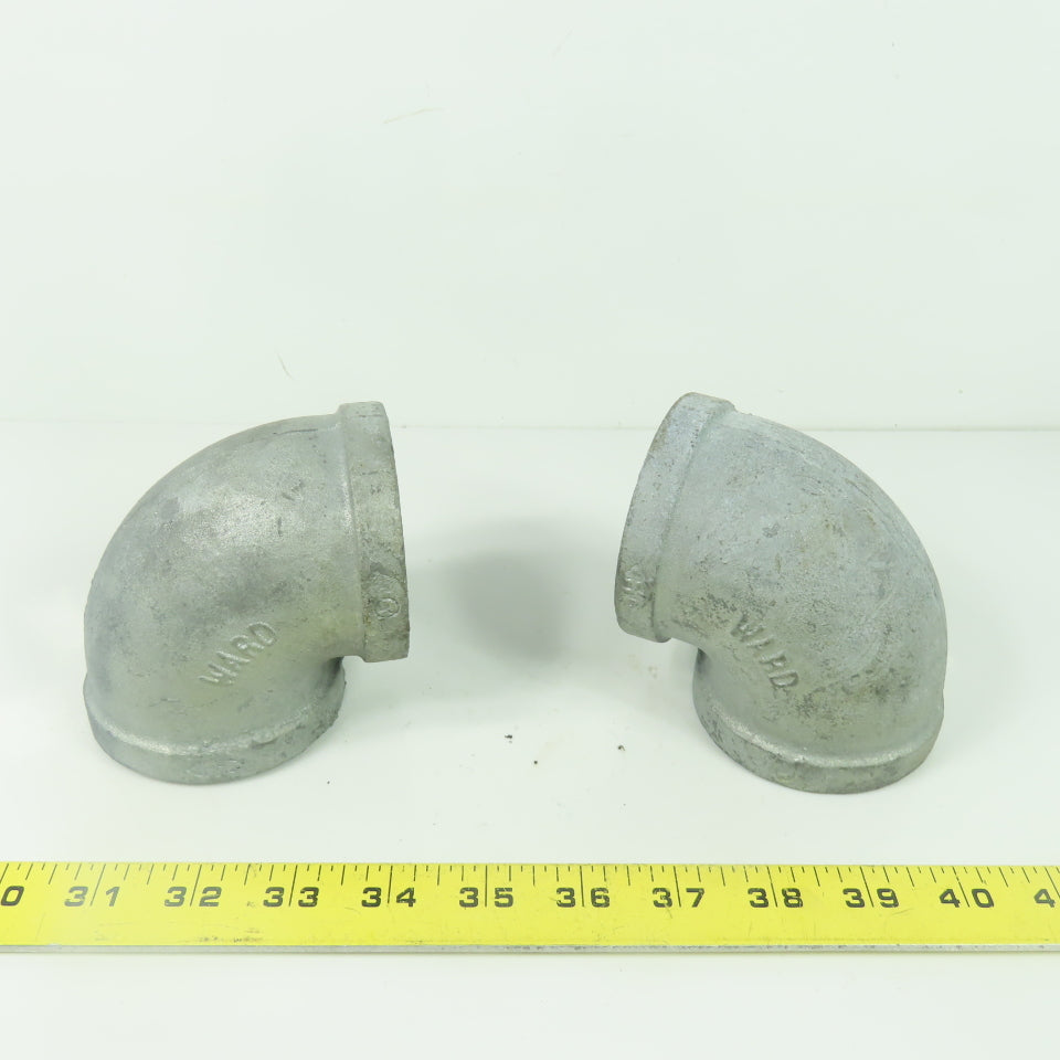 Ward 2" X 2" NPT Malleable Iron Pipe Fitting Elbow 90° Lot Of 2